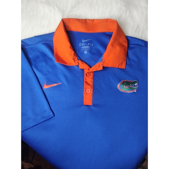 NIKE FLORIDA GATORS Blue and Orange Short Sleeve Polo Shirt – Men's Size Medium - Picture 1 of 6